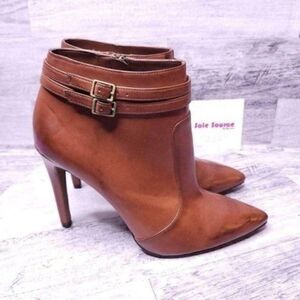 Loft Marin Double Buckle Strap Heeled Ankle Boot Brown Women's sz 9